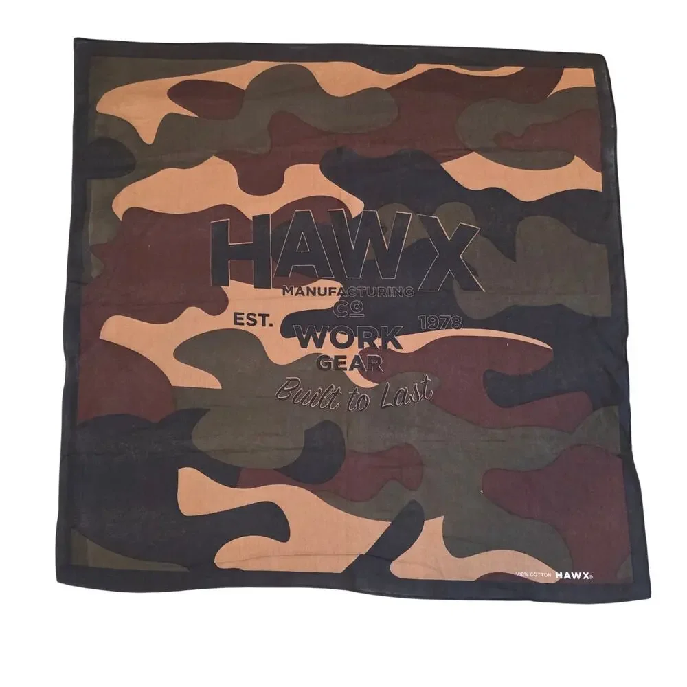 HAWX Work Gear Camouflage Bandana 100% Cotton Camo Workwear Handkerchief